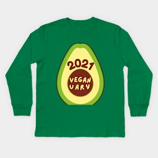 Veganuary avocado Kids Long Sleeve T-Shirt